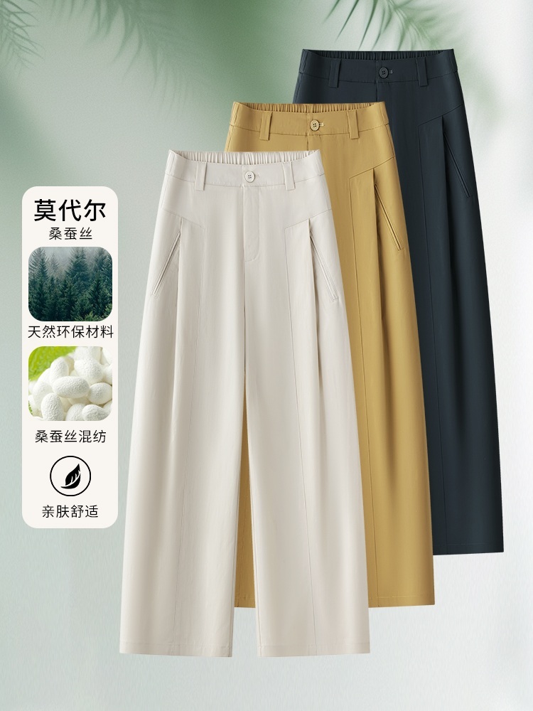 【大牌代工厂出品】和顺圣高定莫代尔桑蚕丝九分裤3022·黄色