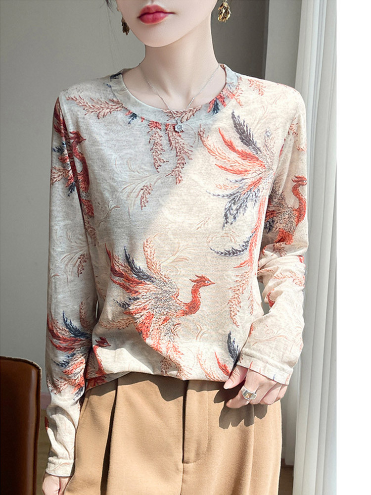 新款超细纤维透气孔雀幻彩印花洋气减龄防晒上衣·粉凰映霞