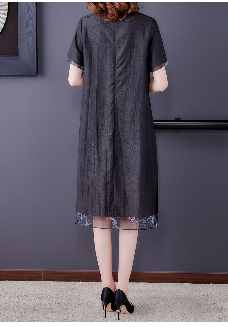 布休依泓凯新款洋气龟裂纹复古宽松连衣裙图色