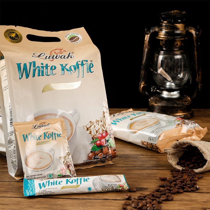 Luwak印尼进口 猫屎速溶少糖原味白咖啡400g/包