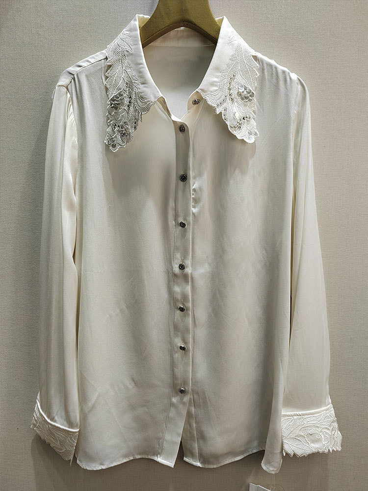 Rifugio Vo桑蚕丝长袖衬衫2063·白色