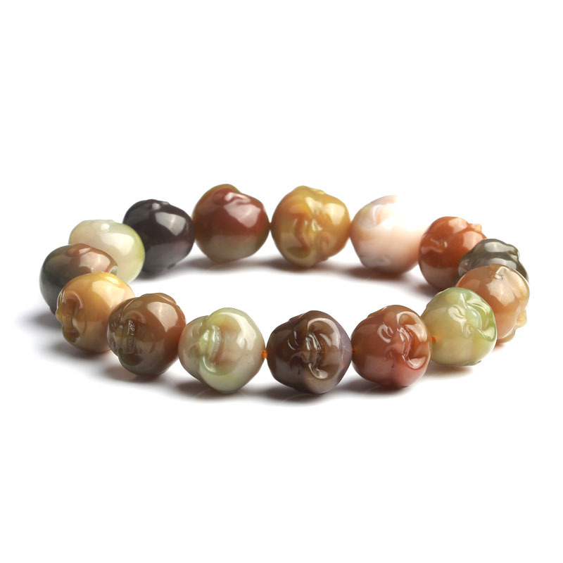 老冯记精选盐源玛瑙满色满肉佛头手链l
