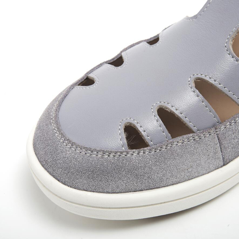 日本品牌Bakerloo包头镂空轻便厚底牛皮凉鞋·香芋紫