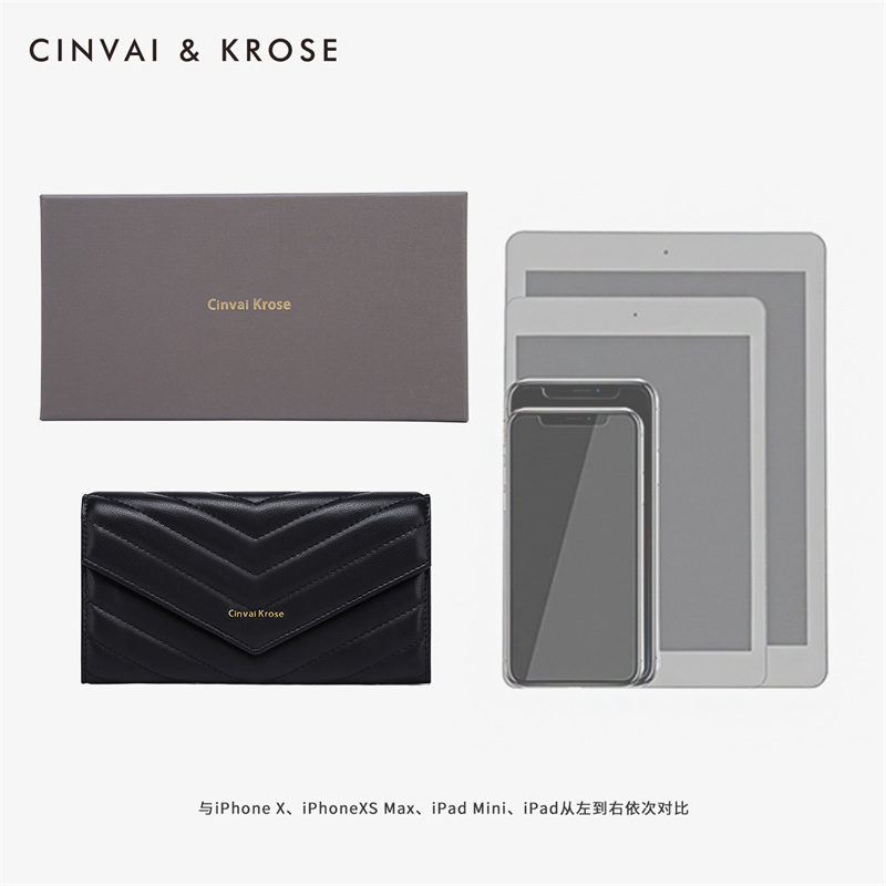 CinvaiKrose钱包女长款钱夹皮夹时尚简约零钱包女包K6056·赫本黑-短款