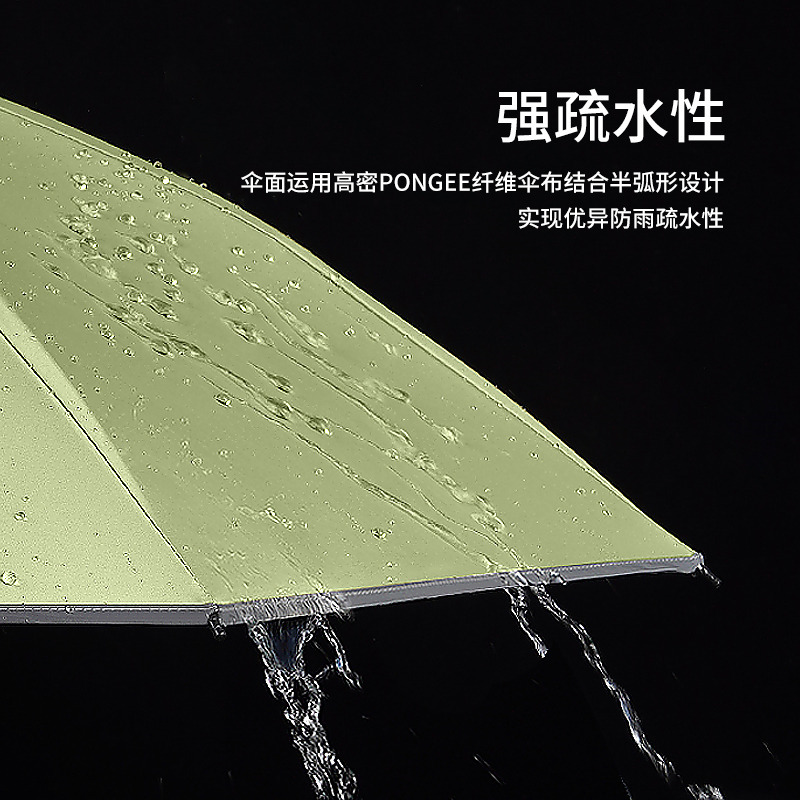 泳伶彩色手柄全自动反向伞十骨三折带反光条晴雨伞·藏青色