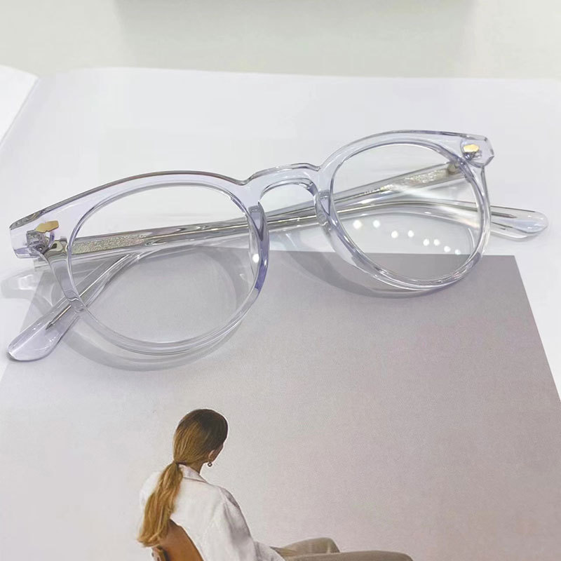 骊佳LJGOOD高端板材眼镜框圆形防蓝光护目眼镜2149·透明框