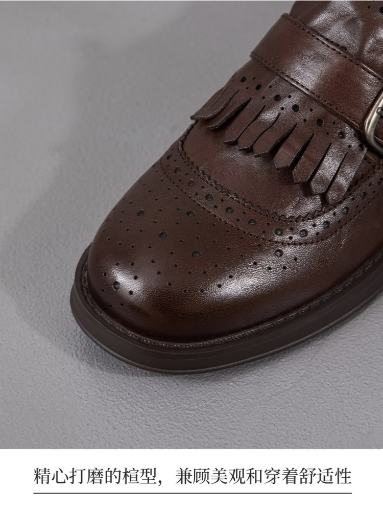 【手抓纹头层牛皮】至美轻软流苏乐福鞋ZM269052·棕色