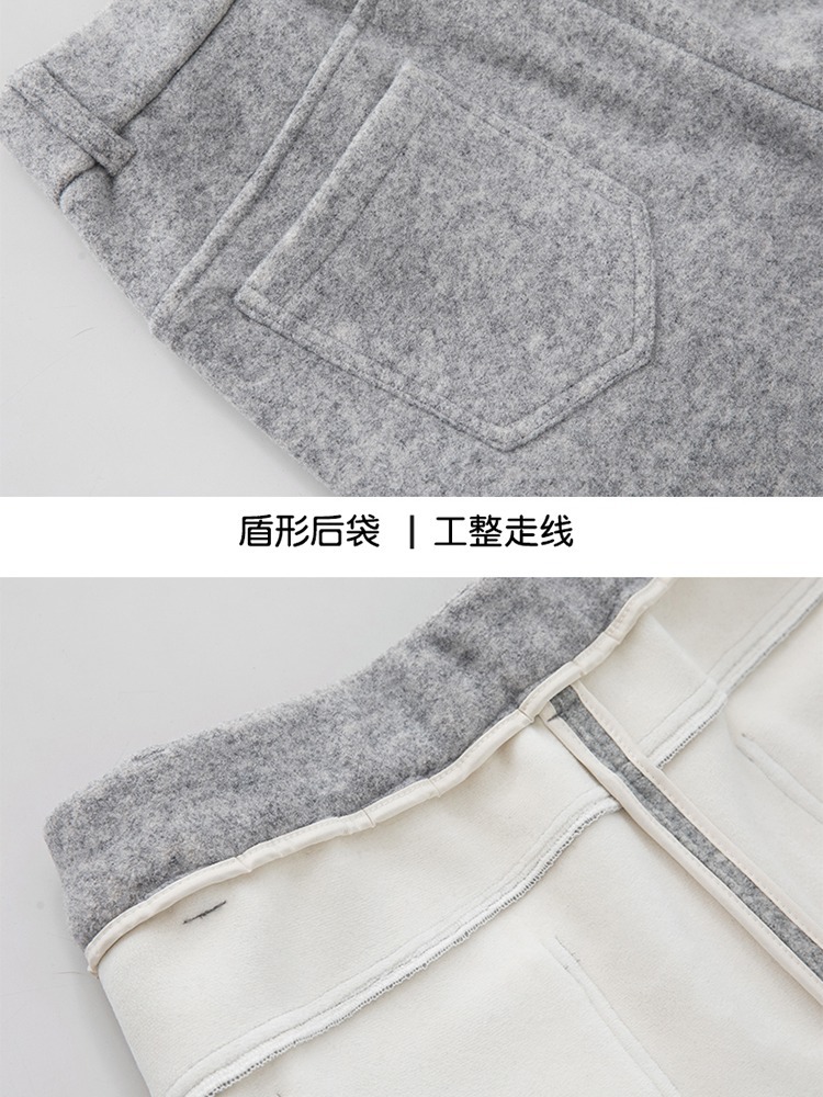 【大牌代工厂出品】和顺圣加厚绒羊毛呢阔腿裤3086·雪花灰