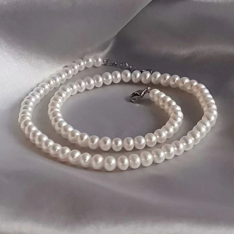  明益珠宝S925银baby珍珠串珠项链5-6MM·白色