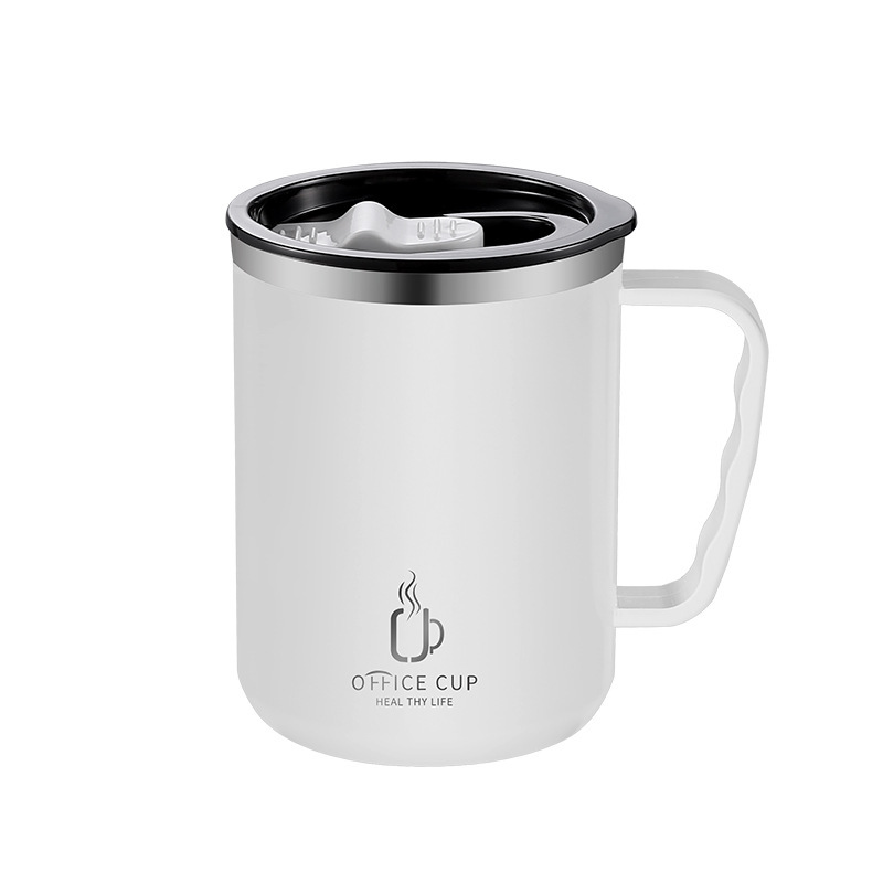 304不锈钢马克杯双层咖啡牛奶刻度口杯创意保温茶杯500ml·白色