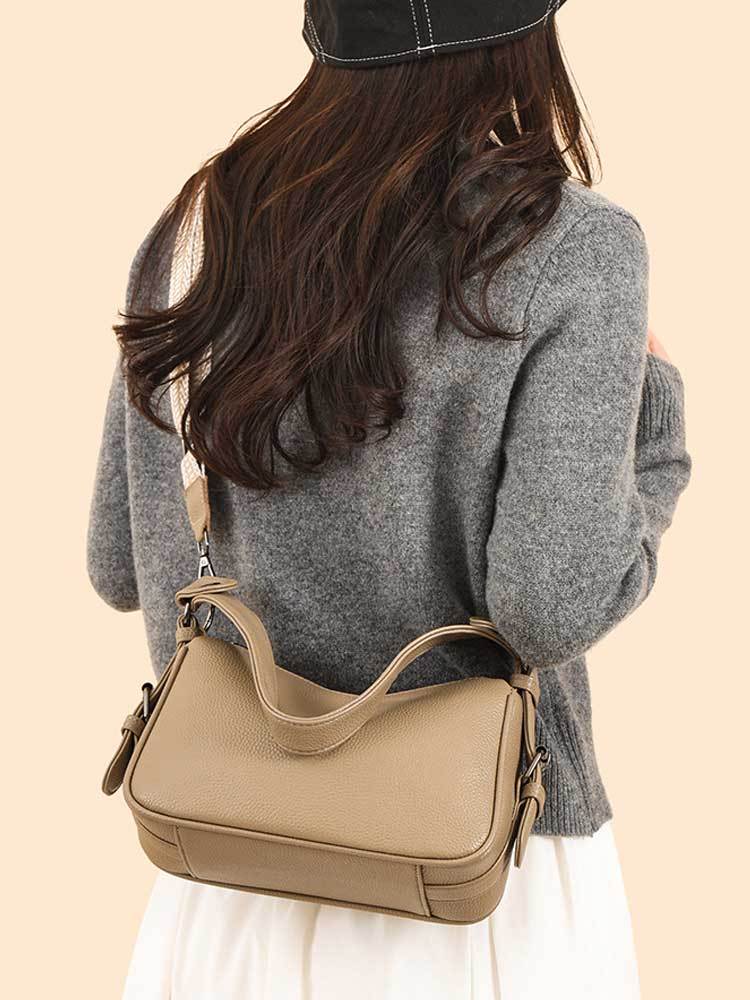 头层牛皮简约真皮单肩斜挎腋下包9031#·海蓝色