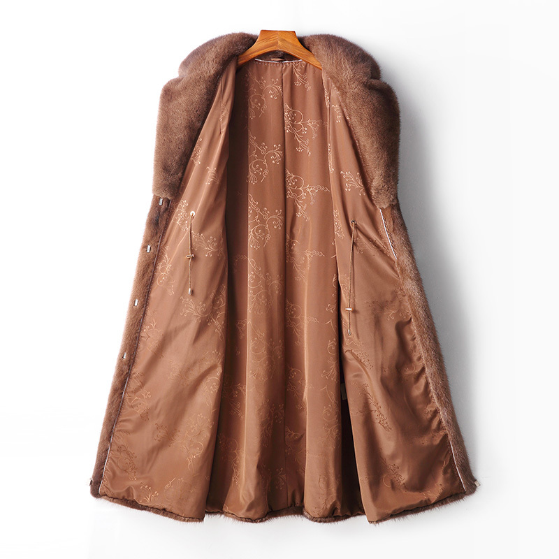 格兰雅芝 长款翻领水貂大衣·咖色