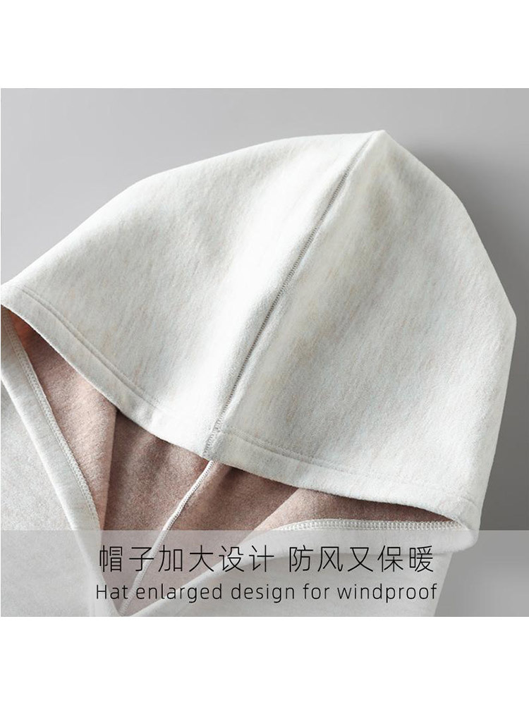 真丝羊毛拉绒护颈围脖防风连体帽·白色