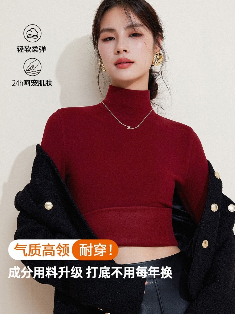 【莱赛尔天丝暖绒】修娴高领T恤W12·黑色