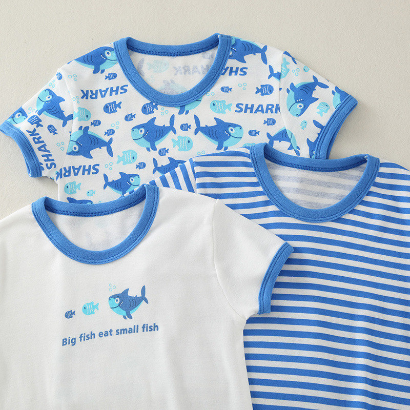 出口日本-3件组男童T恤上衣·大鱼短袖