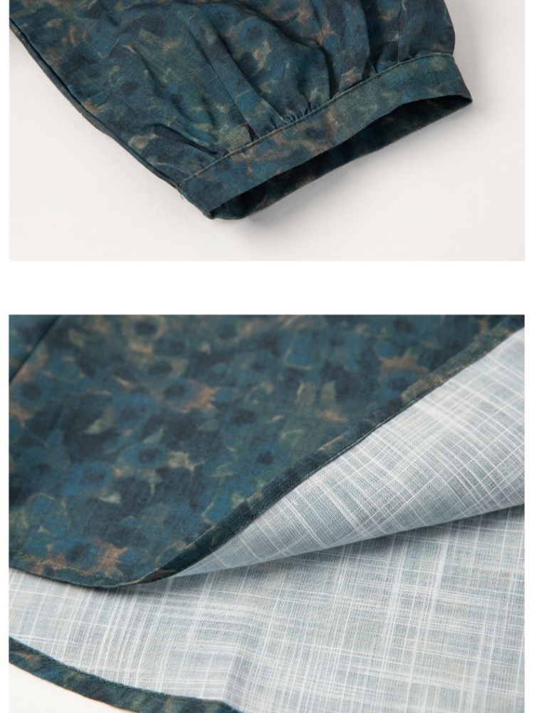 凯诗帕墨绿显瘦印花中袖衬衫6447·墨绿