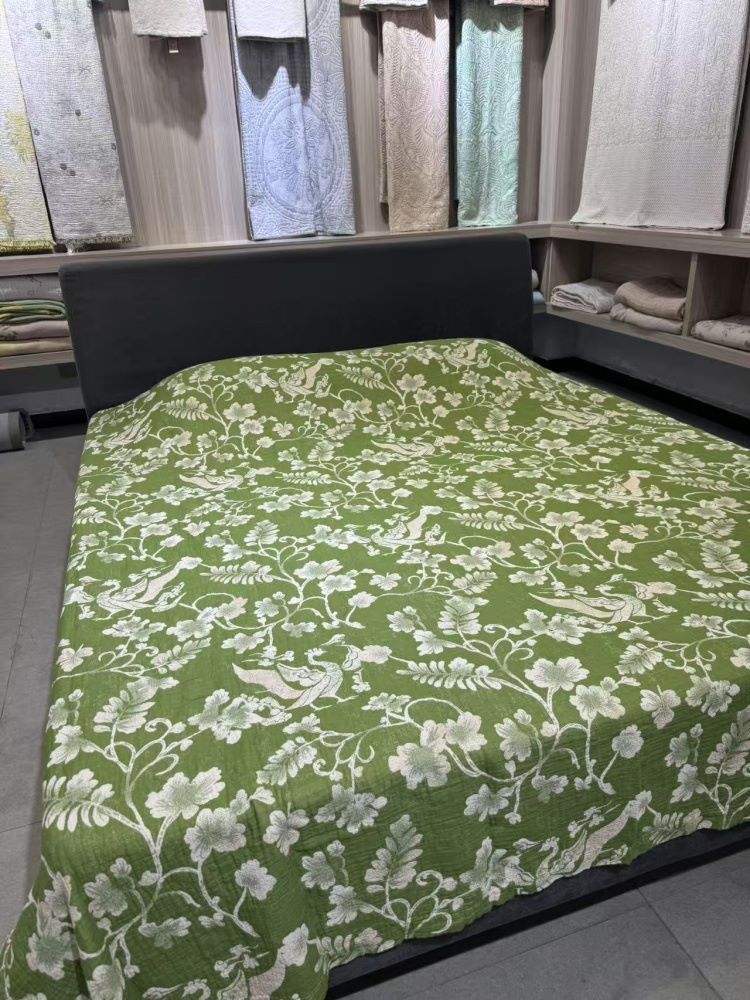 【yorayol(优柔优)】草木染艾草防蚊精华提花多用毯·翠羽缠枝