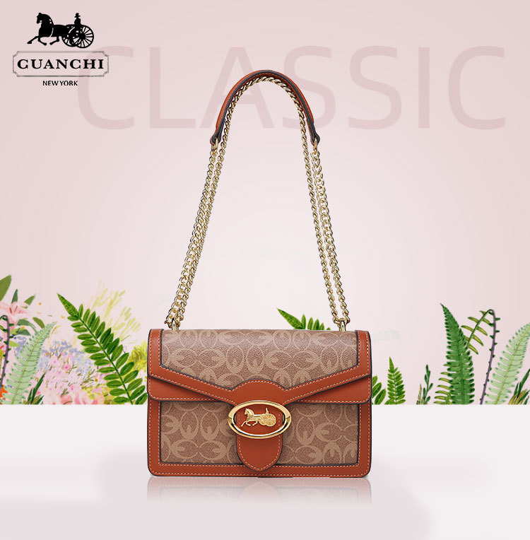冠驰链条女包棕色