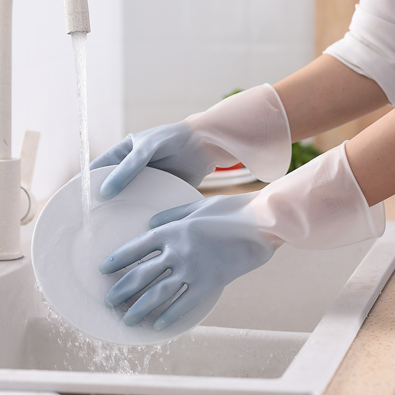 乳胶洗衣服防水塑胶胶皮家务刷碗双色手套洗碗3双（3颜色各一双）