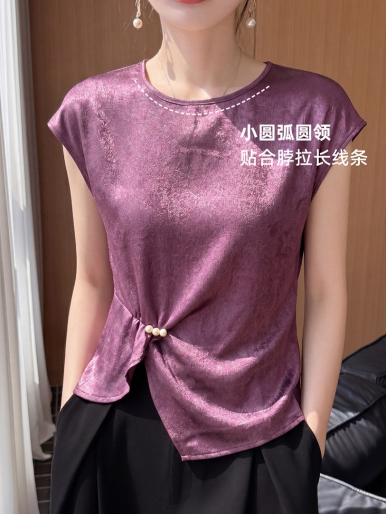特舒高级感缎面圆领短袖TS-Y90·经典黑