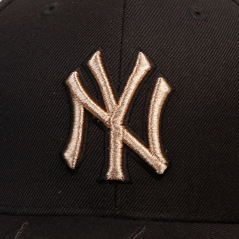 MLB男女帽子 棒球帽 正面NY/LA·黑色金标帽檐字母NY