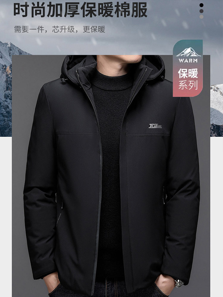 【爆款特价/防风保暖】可拆卸连帽加绒加厚防风派克男士外套·深蓝加绒