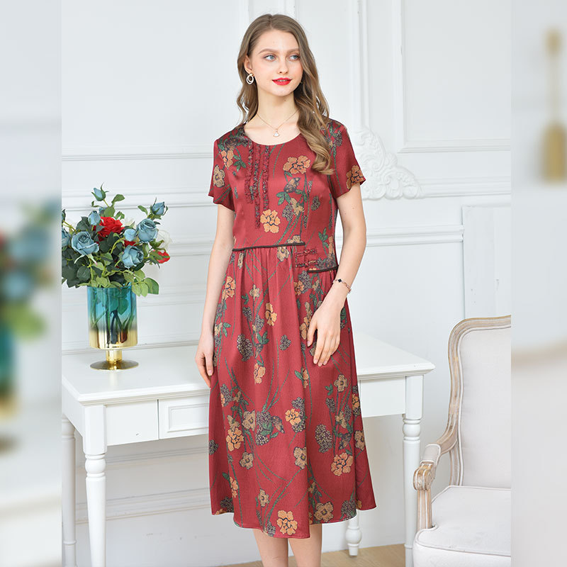 恒源祥fazeya纯桑蚕丝811真丝女裙811红色