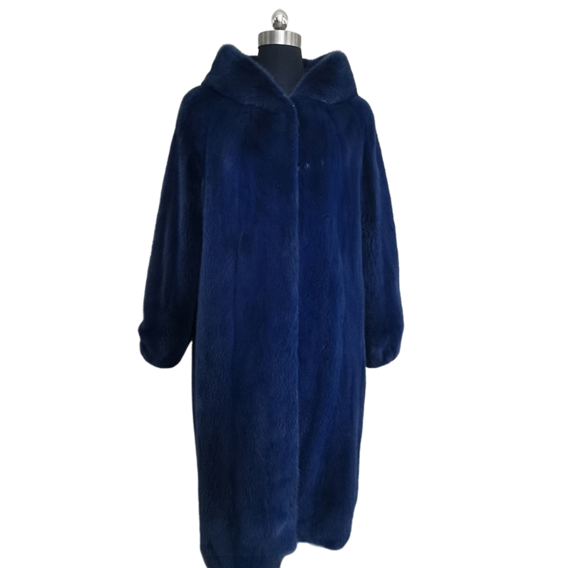 索娜斯段染丹麦进口水貂大衣·藏蓝色