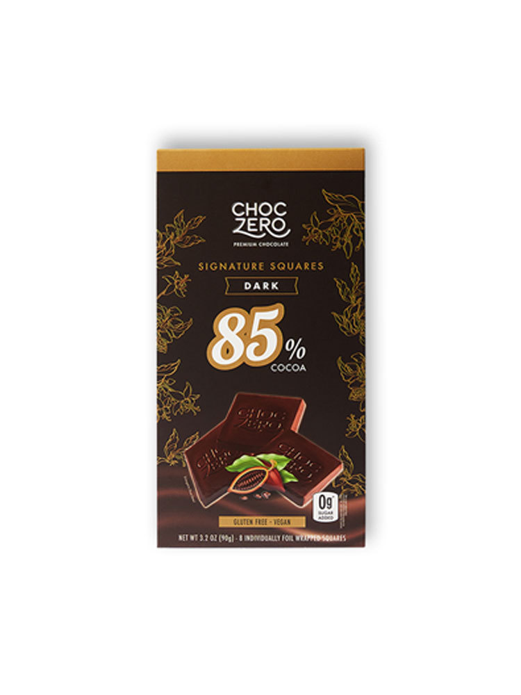 CHOCZERO®零巧纯脂方块85%黑巧克力 90克/盒（8片）*1盒