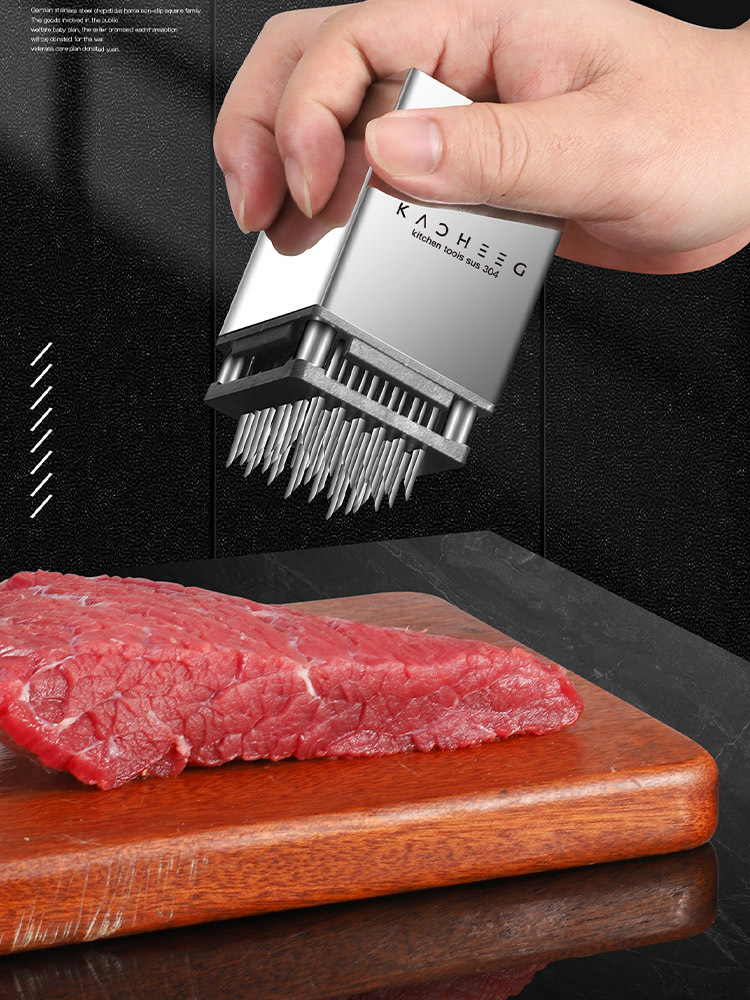 不锈钢牛排嫩肉针家用厨房工具双面松肉器厨房锤肉器敲肉锤·手柄款
