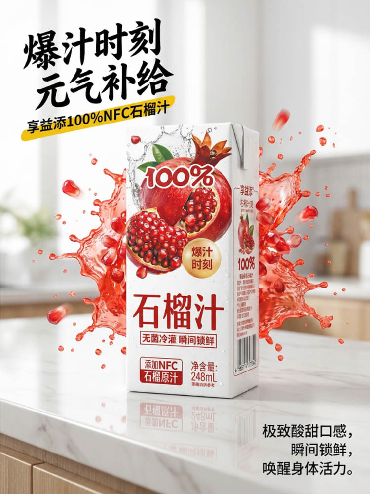 石榴汁248ml*20盒 添加NFC石榴原汁 口感酸甜解腻 配料干净 冷罐工艺