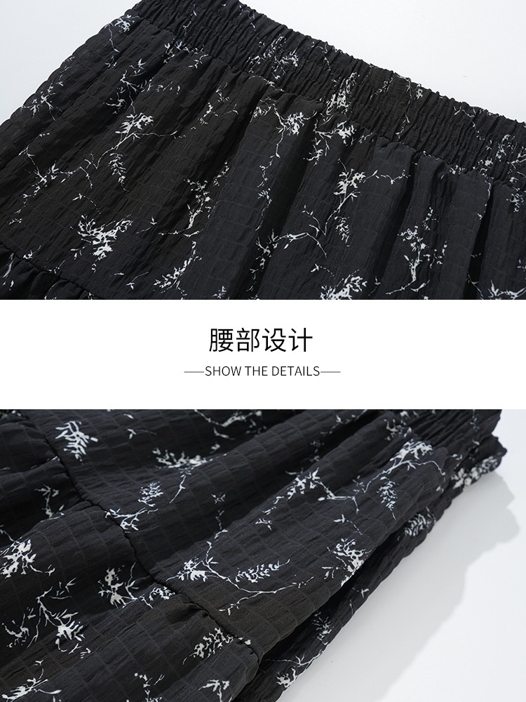 梦卓旋松紧腰雪纺印花半身裙XBMY-A682·白色