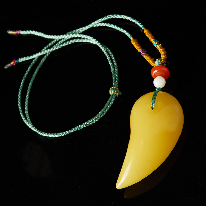 曼丽翠 满黄满蜜蜜蜡太极勾玉吊坠挂件