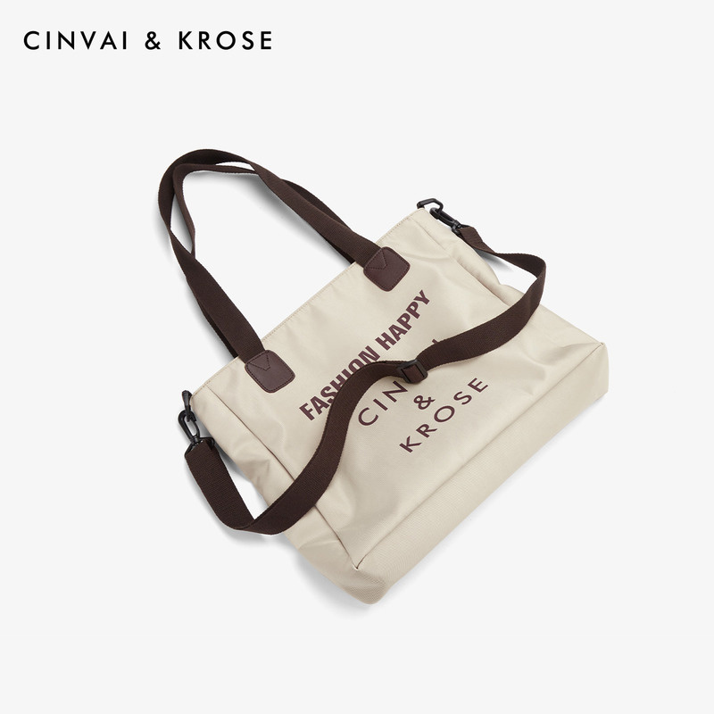CinvaiKrose 帆布包女包包学生托特包大容量单肩书包女包B6303·卡其色