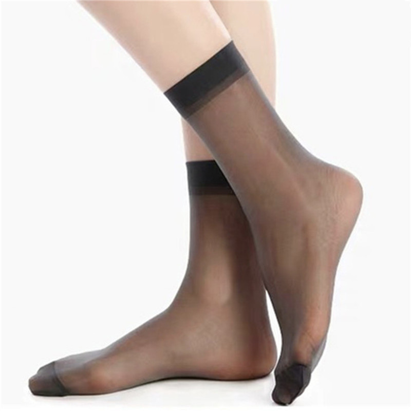 寓美高端品质5D高透明天鹅绒短袜（12双）·黑灰色