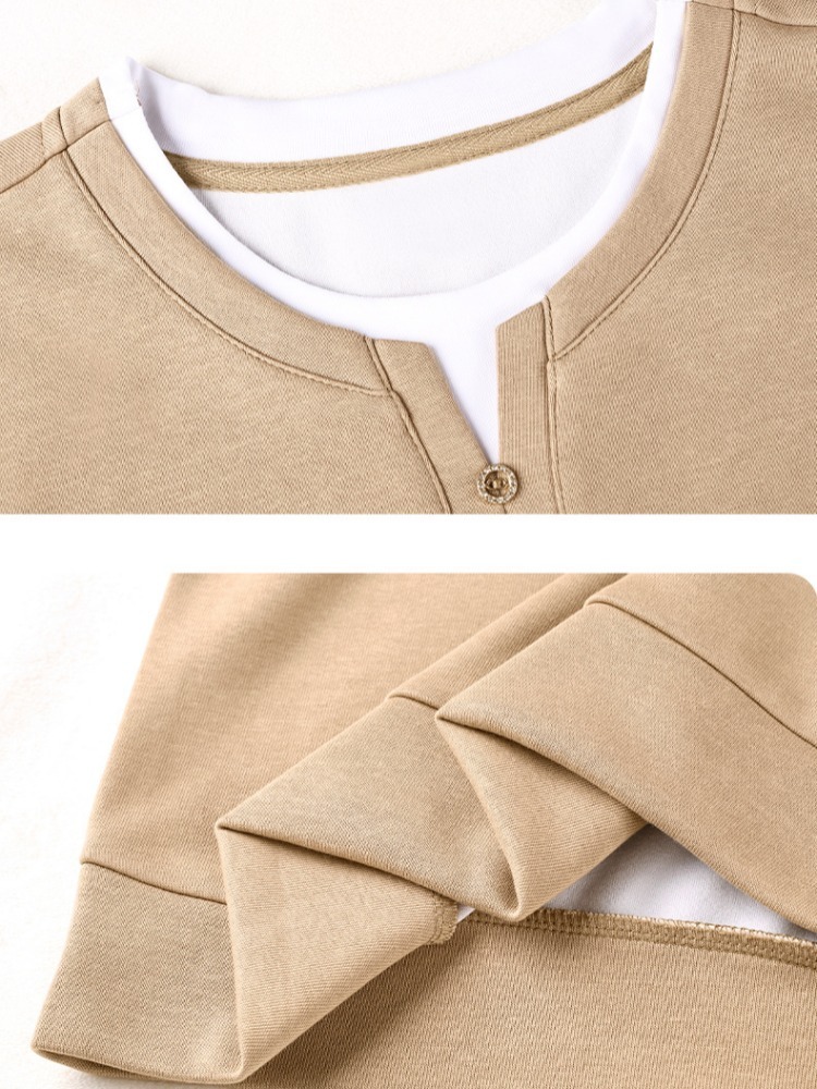 轩凌子假两件洋气卫衣S82610091·酒红色