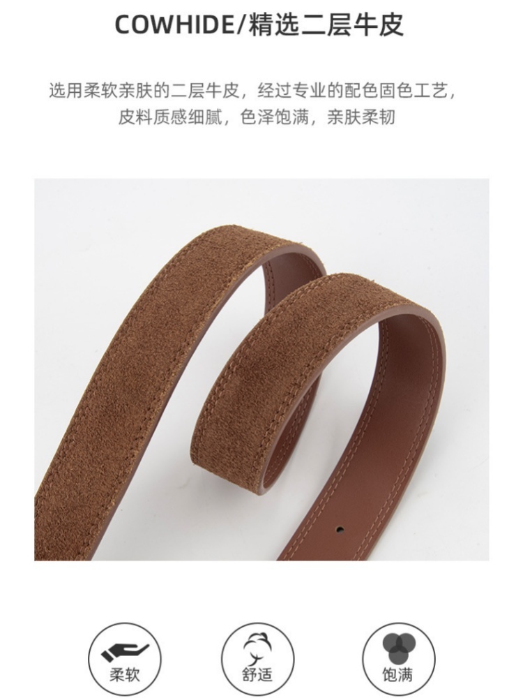 杜鹃鸟牛皮复古雕花腰带37745·深灰色