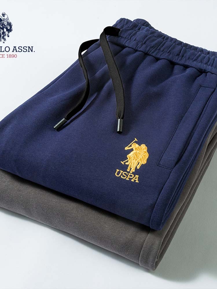 USPA春秋款华棉复牛奶丝卫裤K653·浅灰(束口)