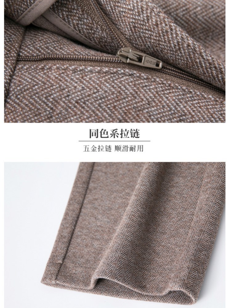 【大牌代工厂出品】和顺圣厚款刺绣腰羊毛呢阔腿裤2957·燕麦色