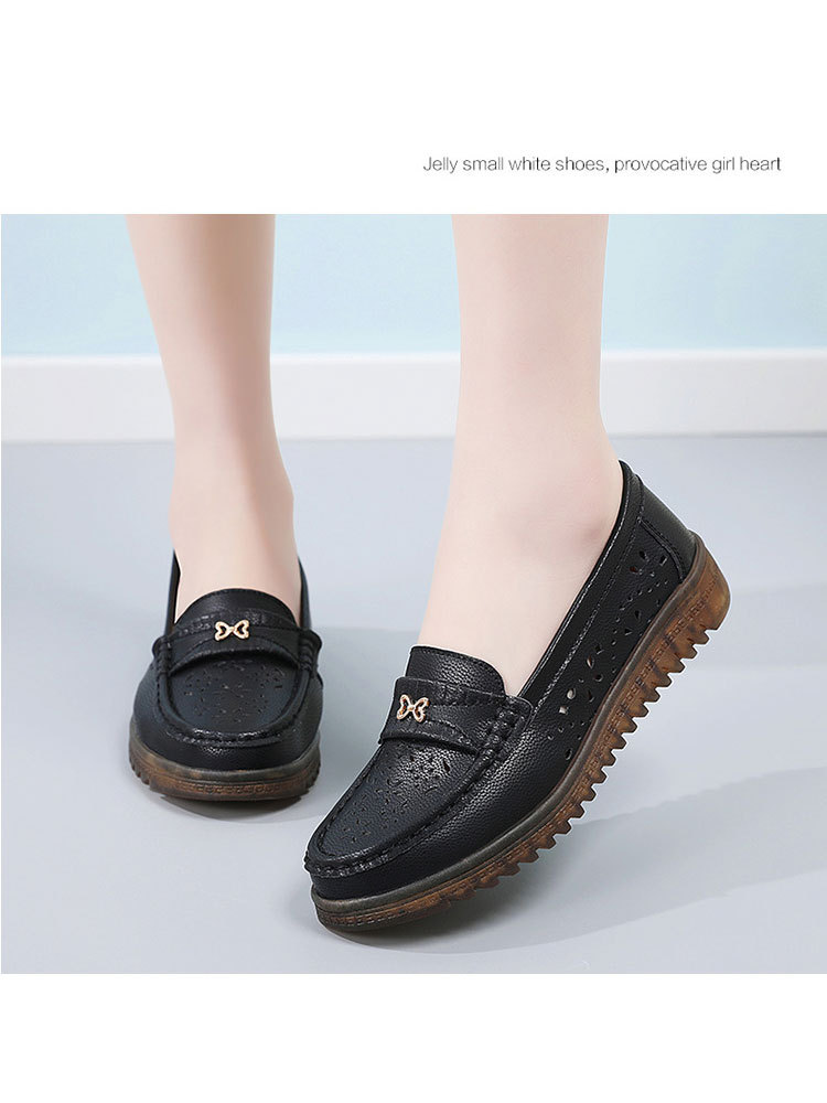 【爆款秒杀】时尚镂空透气超纤舒适软底一脚蹬豆豆鞋·黑色