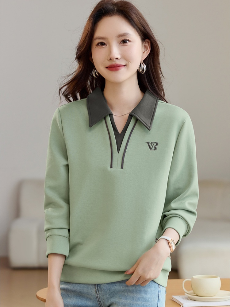 轩凌子撞色翻领卫衣S82530018·清水绿