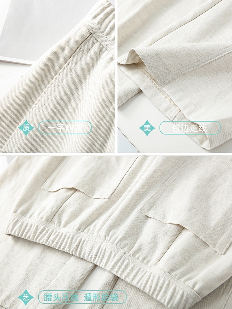 【大牌代工厂出品】和顺圣天丝亚麻休闲阔腿裤26008·麻本色