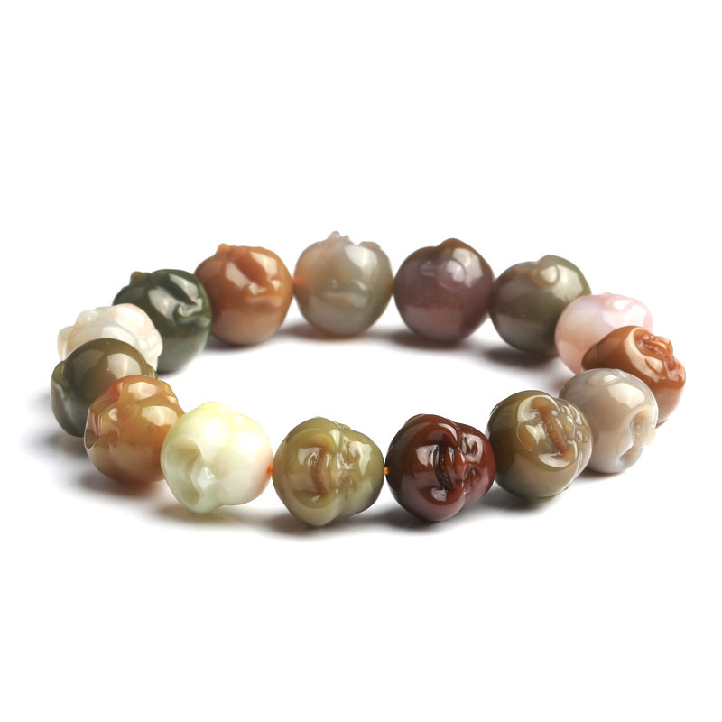 老冯记精选满色满肉佛头盐源玛瑙手链b