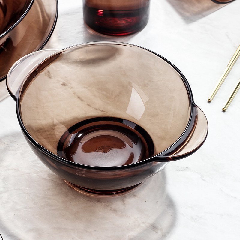 【6只秒杀秒杀】DURALEX法国多莱斯 钢化玻璃家用碗套装双耳碗超值6只装·咖啡色