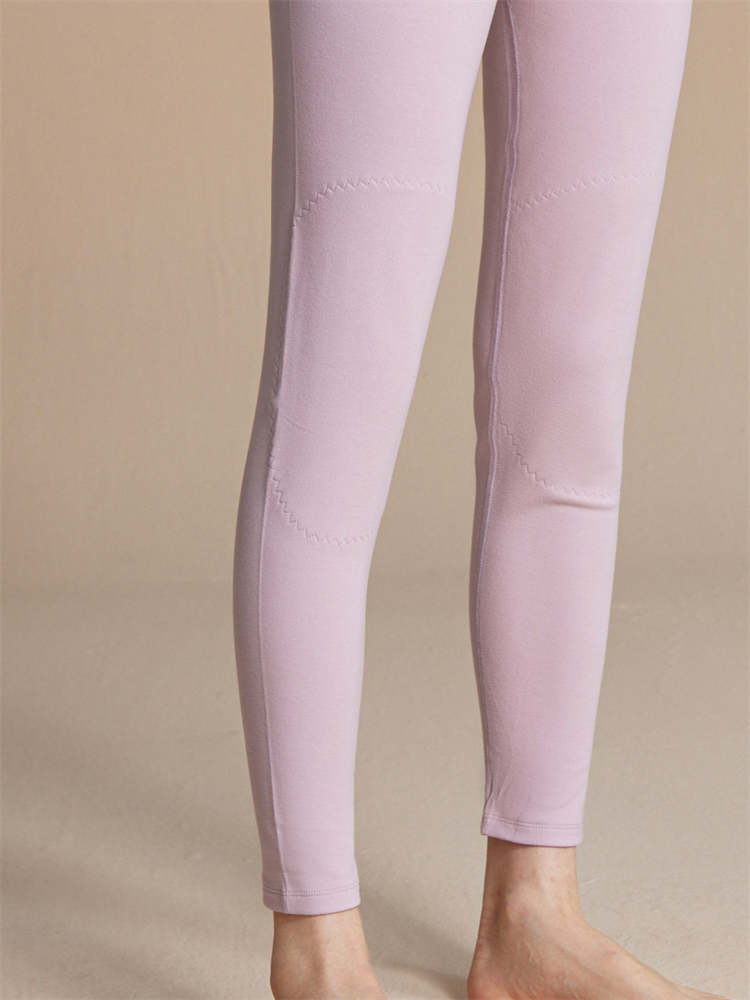 纤丝鸟舒棉超暖双面绒女士护膝单裤2条组·灰粉色