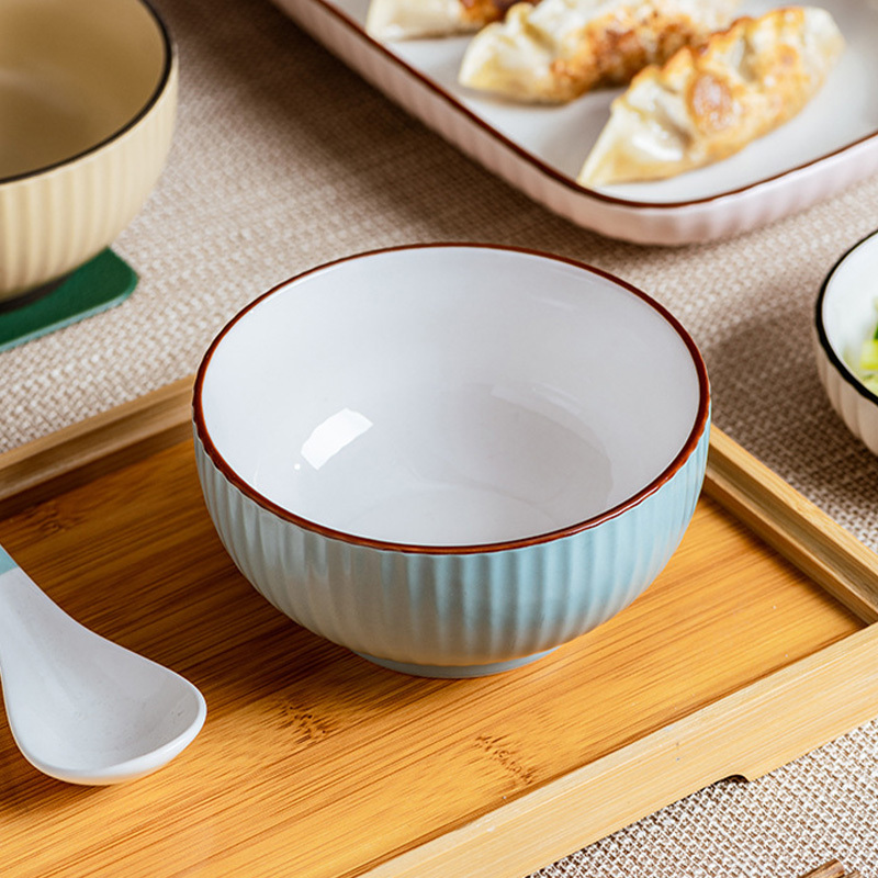 CCKO家用陶瓷饭碗早餐碗高颜值的米饭碗具6个装套装·4.5寸饭碗（典雅蓝）