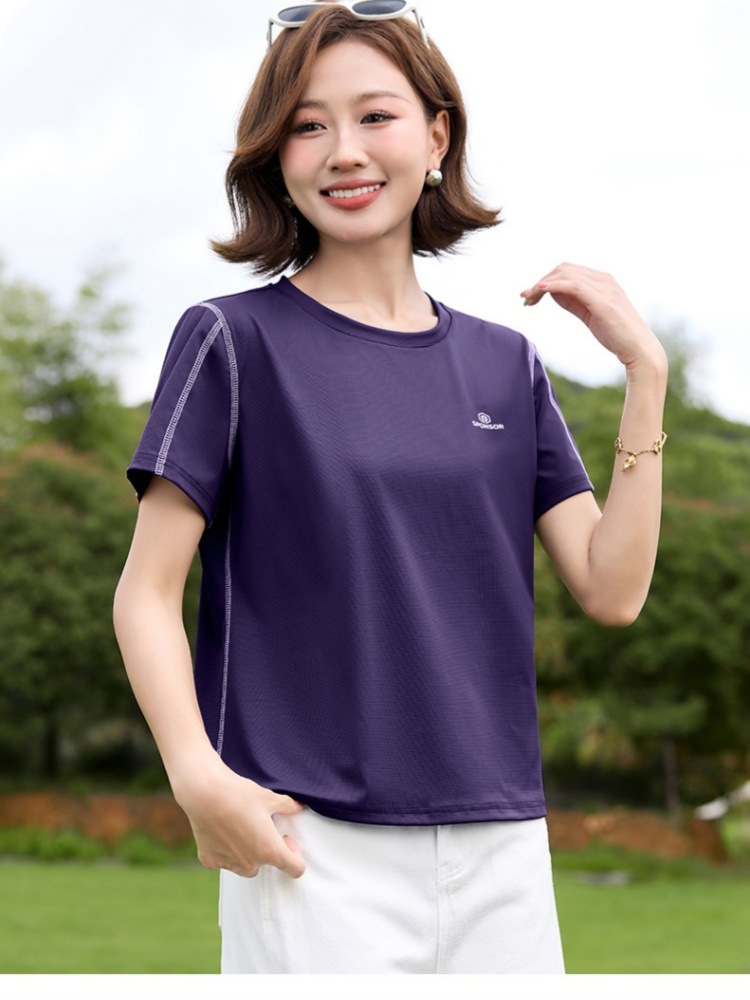 轩凌子冰丝速干休闲T恤S82620142·深紫色