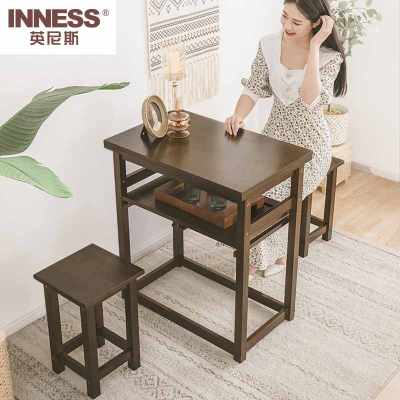 英尼斯INNESS旋转折叠桌面超省面积餐桌组（1桌+2凳）