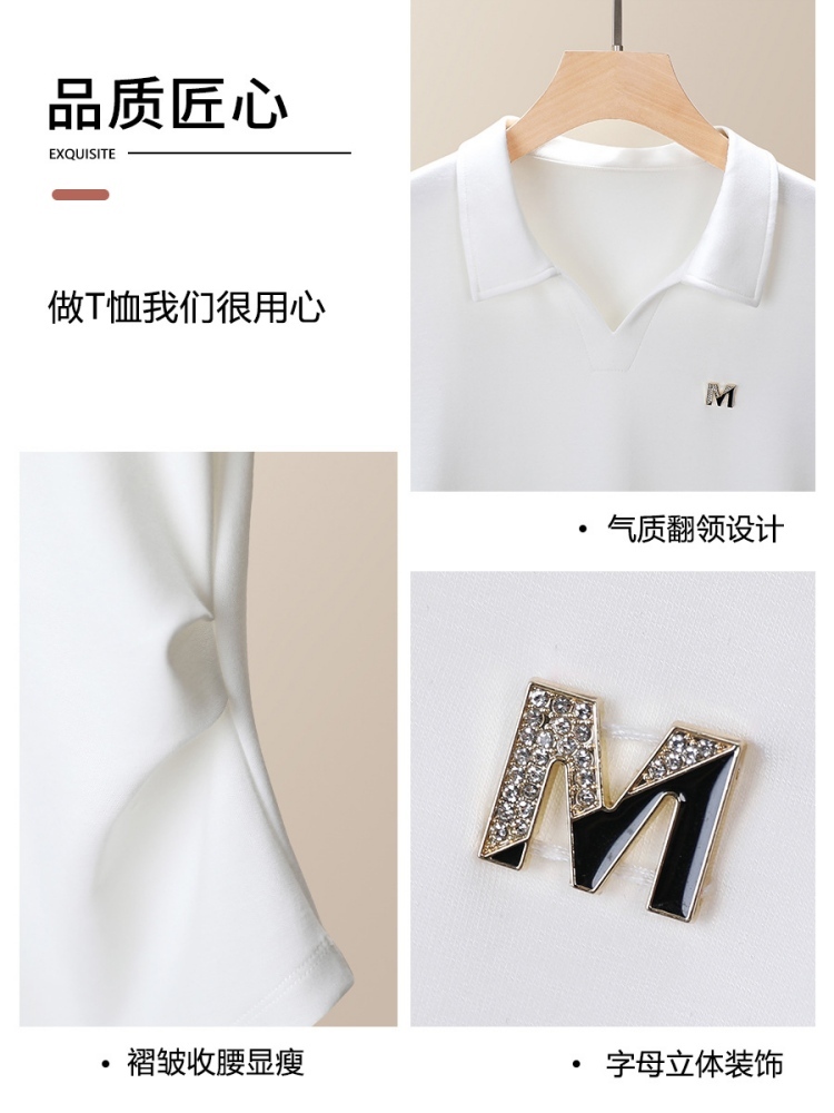 修娴高弹螺纹棉POLO衫T恤M825·白色