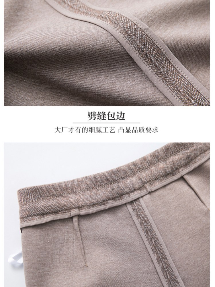 【大牌代工厂出品】和顺圣厚款刺绣腰羊毛呢阔腿裤2957·燕麦色